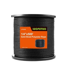 1/4 INCH 500 FT Black Polyester Solid Braid Rope-Clothes Line