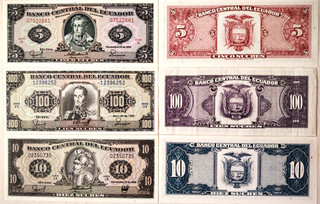 EQUATEUR ECUADOR 3 Billets Pick 113d (Neuf) 121 ( Neuf) et 123 ( TTB )
