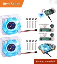 40x40mm Blue Brushless Cooling Fans for Raspberry Pi - 2-Pack Quiet Performance