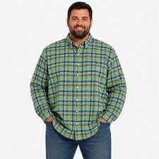 Ralph Lauren Button Down Shirt Mens 2XB Green Blue Plaid Classic Fit Long Sleeve