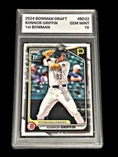 🔥 Konnor Griffin Graded 10 Gem Mint 2024 1st Bowman Rookie Pirates 📈🔥