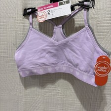 Girls 2 Pack Cotton Racerback Bralette Size XL New