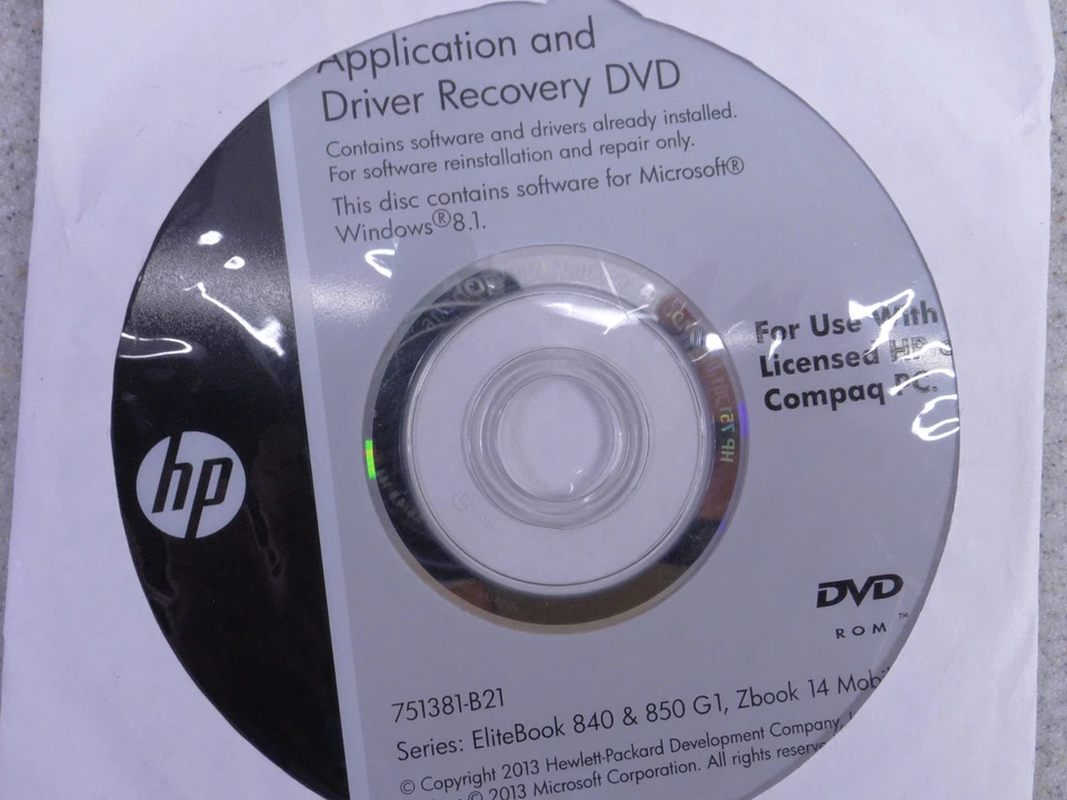 HP Driver Recovery DVD Windows 10 - EliteBook 840, 850,  G1, Zbook 14 Mobile - Image 2 of 4