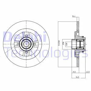 2x Disco freno pieno BG9025RS DELPHI per RENAULT 19 I 19 I Chamade 19 II Chamade - Immagine 2