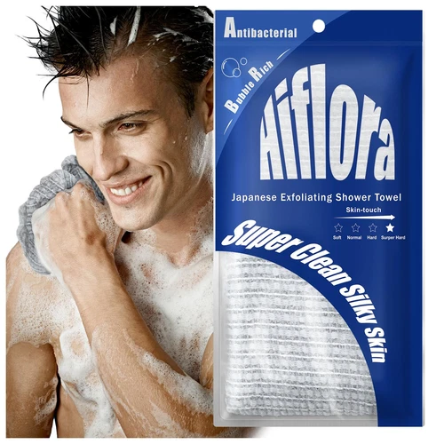 Exfoliating Shower Towel - Japanese Exfoliating Washcloth for Body & Face, Du... - Imagen 1 de 7