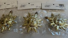 Lot Of 3 NOS VTG Sun Face Metallic Gold Ornam...