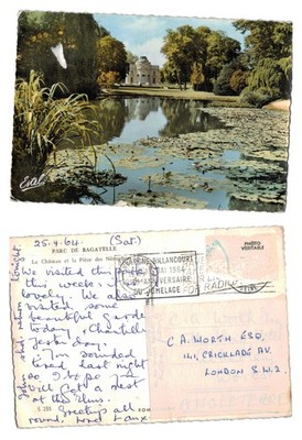 AK - Parc de Bagatelle Paris Frankreich Schloss Seerosenteich POSTED 1964