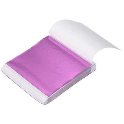 200 gold leaf sheets, 3.3''x3.7'' paper booklet, purple pink
