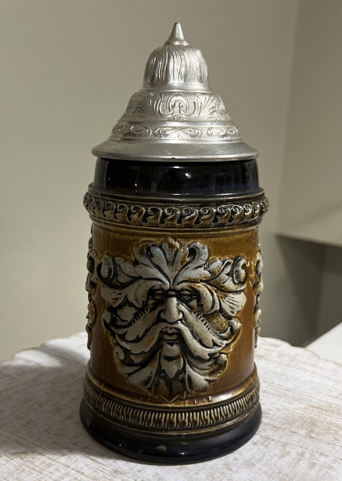 Rare 1970’s Vintage Stein West Germany Stoneware Pewter Lid Blue ...