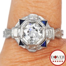 Vintage Diamond 1.00ct Sapphire 18K Gold Engagement Ring 2.8 Grams NR