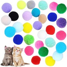 30Pcs 1.3 Inch Cat Toy Balls Soft Kitten Pompom Toys Indoor Cats Interactive Pla