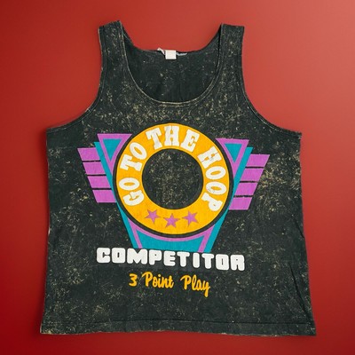 VTG 90s Go To The Hoop Competitor 3 Point Play Basketball Tank Top Shirt Size L