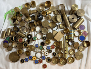Huge Lot VTG Brass Magic Trick Parts Okito Disks Tubes Rods Coin Magician