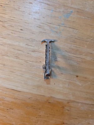 Vintage Carpenter Claw Hammer Tie Bar Clip Silver Tone Figural Construction...