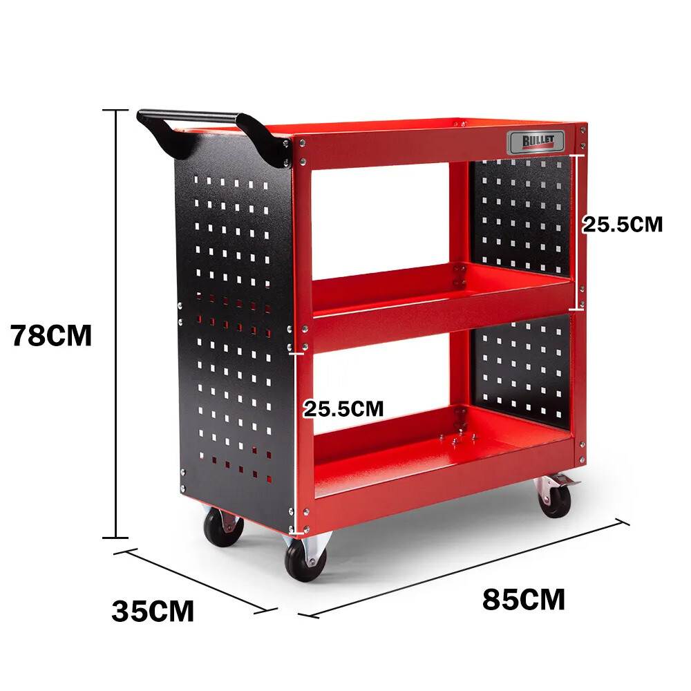 BULLET 3Tier Steel Tool Trolley Cart on Wheels Trolly Work