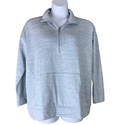 Haven Well Within Size Large Sweatshirt Heathered Blue White 1/2 Zip Pocket
