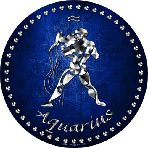 Aquarius Water Bearer Zodiac Sign 12" Round Metal Sign Horoscope