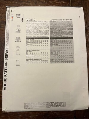Vogue V2832 UNCUT Sewing Pattern, Misses' Petite Jacket, Skirt