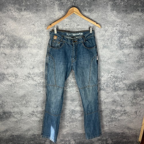 Rote Route Damenjeans Größe 12 normal blau Biker Denim verstärkt Y2K