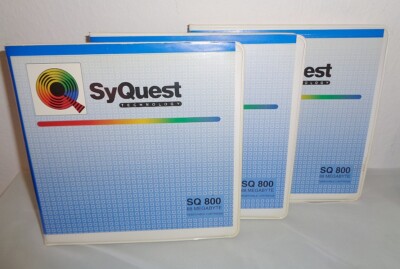 3x SyQuest Technology SQ800 5,25'' Wechsel-Festplattenkassetten 88 MB mit Hülle