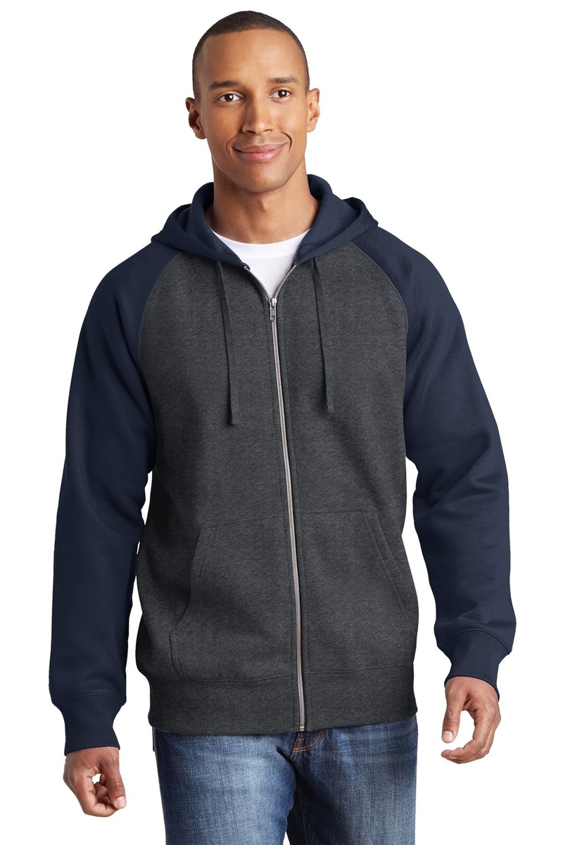 ST269 Sport-Tek Raglan Colorblock Full-Zip Hooded Fleece Jacket | eBay