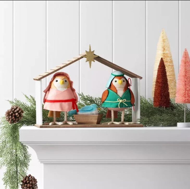 Target 4pc Featherly Friends Fabric Bird Nativity Scene