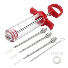 Meat Injector, 1-oz Plastic BBQ Marinade Injector Kit, Turkey Injector Syringe