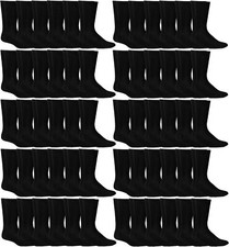 60 PK Yacht  Smith Kids Premium Cotton Crew Socks Black Size 4-6 Boys Crew Sock