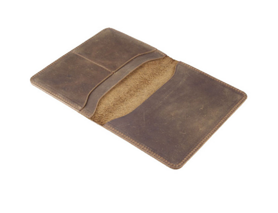 Cow Leather Bifold Passport Holder Wallet Card Pouch Pocket Bag Brown H232-image