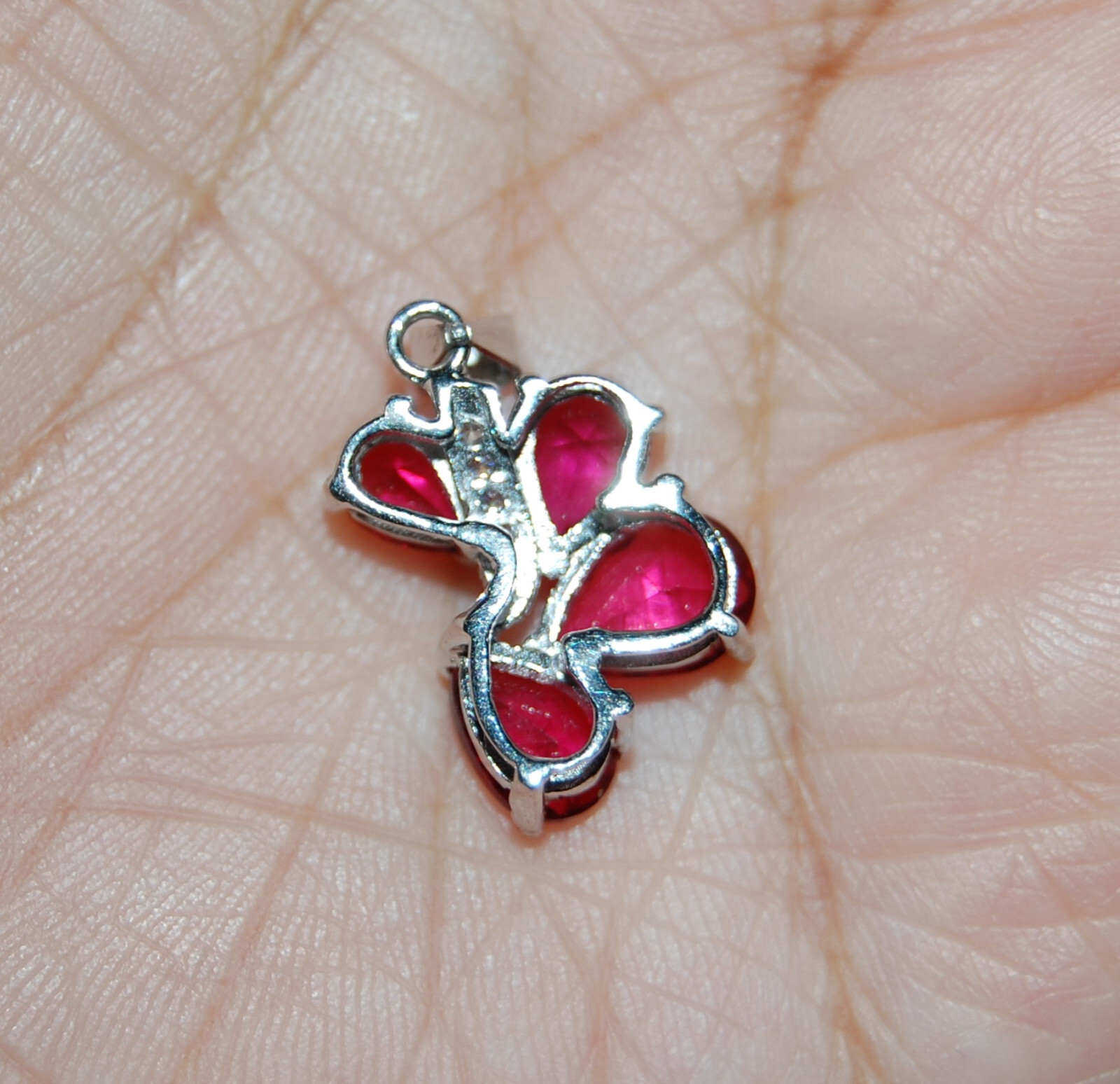 Sterling Silver Solid 925 Pendant Pink Ruby Zirco… - image 2