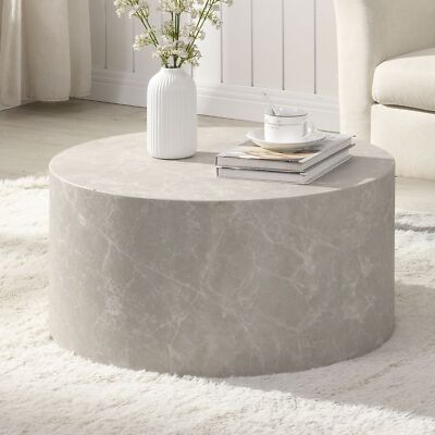 Couchtisch FineBuy Sofatisch MONOBLOC Beige Sand Optik 60 cm Wohnzimmertisch