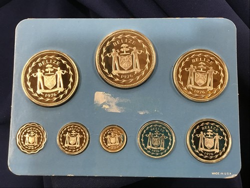 Juego de 8 monedas de plata de prueba de Belice 1976 todas de plata esterlina Franklin Mint E0820 - Imagen 7 de 7