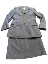 Vtg 100 Wool Casual Corner Classic 26" W 21" L Skirt Long Blazer Suit Blue sz 6