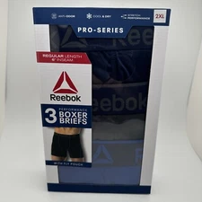 Reebok Pro series 3 Pk Performance Boxer Briefs 6”  2XL BR