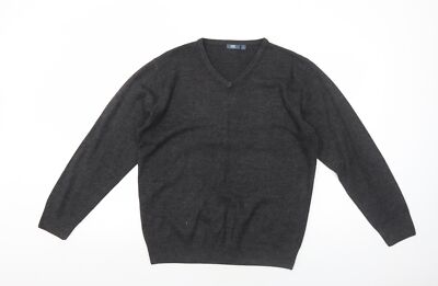 Easy Herren Pullover grau V-Ausschnitt Acrylmischung Größe L Langarm