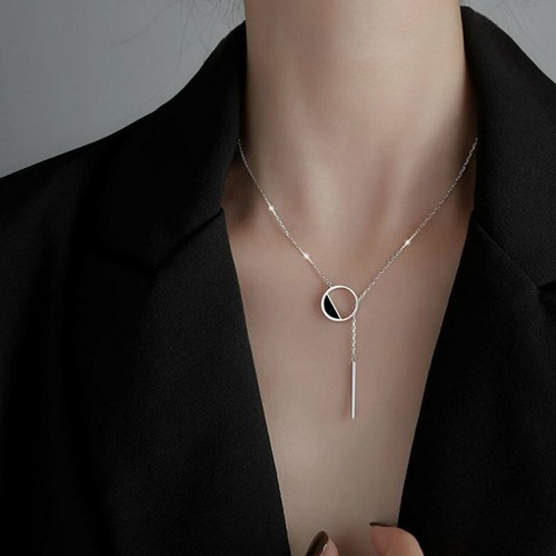 Silver Long Round Strip Tassel Pendant 