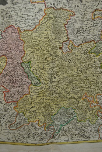 Card Geographical Antique German Germany 18 Century XVIII Hessian J B Homann - Picture 4 of 16