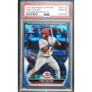 2023 Cam Collier 1st Bowman Chrome Sapphire Edition Prospect #BCP125 PSA 10 Reds