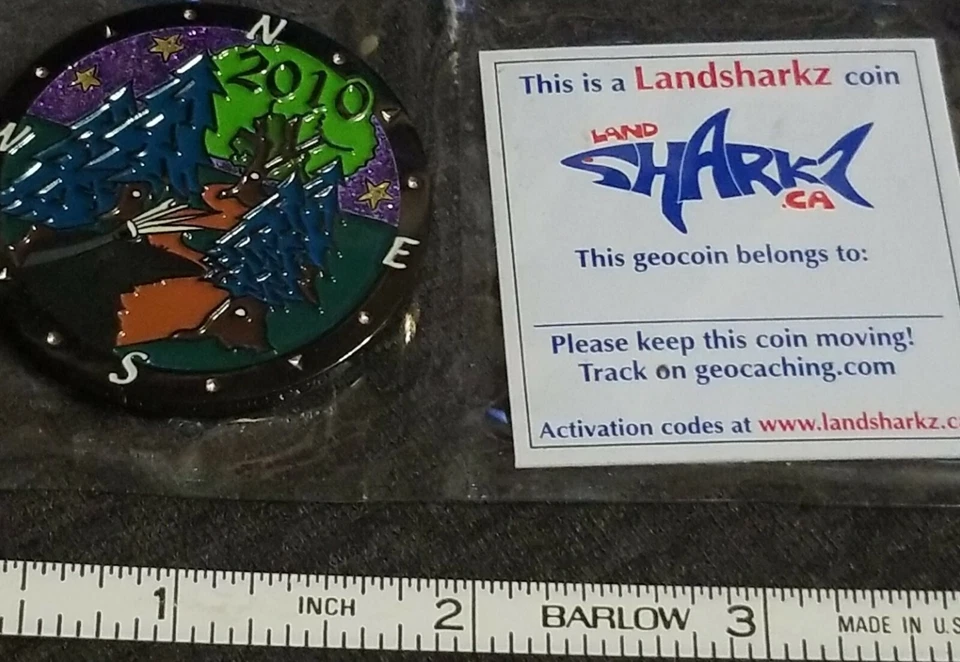 EXC 2010 Cachin' Crow 0palsns  LANDSHARKZ Geocoin w/ Activation Site Code - Image 3 of 3