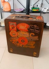 ♥ VALIGIA VINTAGE SUITCASE ADESIVI HOTEL MIDCENTURY DESIGN ANNI 50 GUARDAROBA