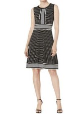 MICHAEL KORS Simple Dot Border Dress Black White Sz MEDIUM M NWT