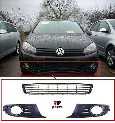FÜR VW GOLF VI 2009 - 2013 VORDERE STOßSTANGE BLATTGRILL PAAR MIT MITTELGRILL - Bild 1 von 4