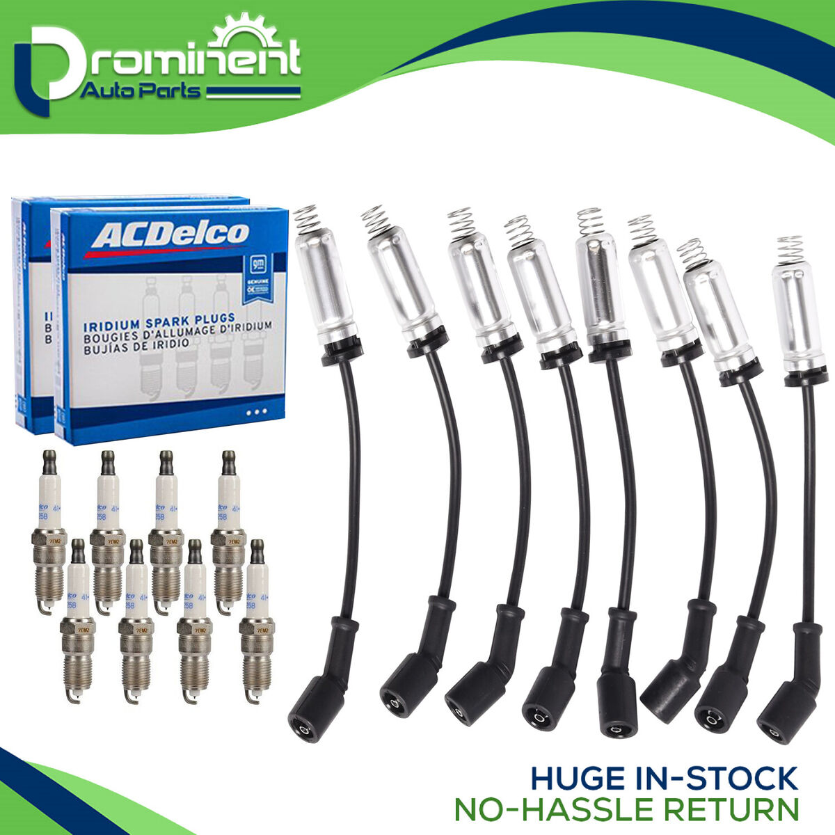 8mm Wireset & 8 AcDelco Spark Plug 41-110 for Chevy 8mm Wireset & 8 AcDelco Spark Plug 41-110 for Chevy