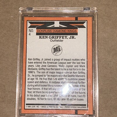 1990 Donruss Ken Griffey Jr. Diamond Kings Error Card Number 4 | eBay