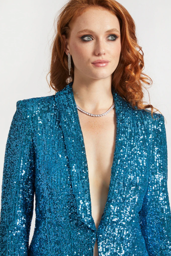 Sequined Suits for Women Modern Prom Party Ladies Outfits 2 Pieces Slim Fit - Picture 3 of 9