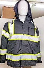 Hi-Vis Class 3 Sherpa Insulated Safety Bomber Reflective Jacket