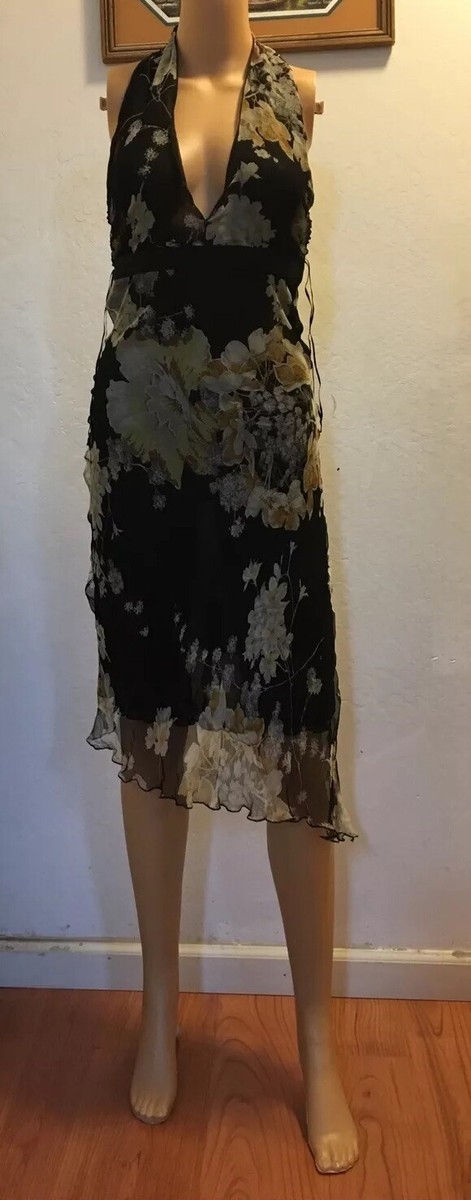 BLUMARINE Vintage Open Back Halter Neck Assymetric Hem Dress XS