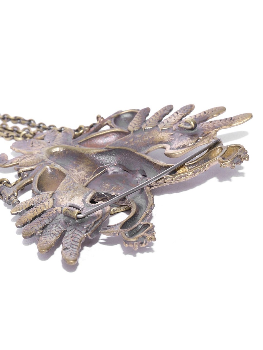 Broche Ancienne Grand Format – Phénix Doré Vintage – Bijou De Collection P&M