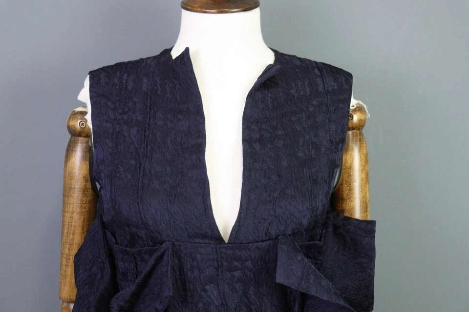 MARNI 蓝色纹理无褶 A 字衬衫设计师连衣裙 38 码 — 第 2/4 张图片