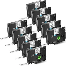 10PK HSE221 Shrink Tube Label Tape Compatible Brother PTE300 PT-E500 E800W 8.8mm